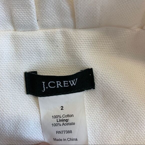 J.CREW white cavas atelier swing jacket ruffle collar Sz 2 - Picture 8 of 12